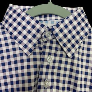 Collars & Co Polo Shirt Mens Small Purple Gingham Check Office Dress Collar NEW